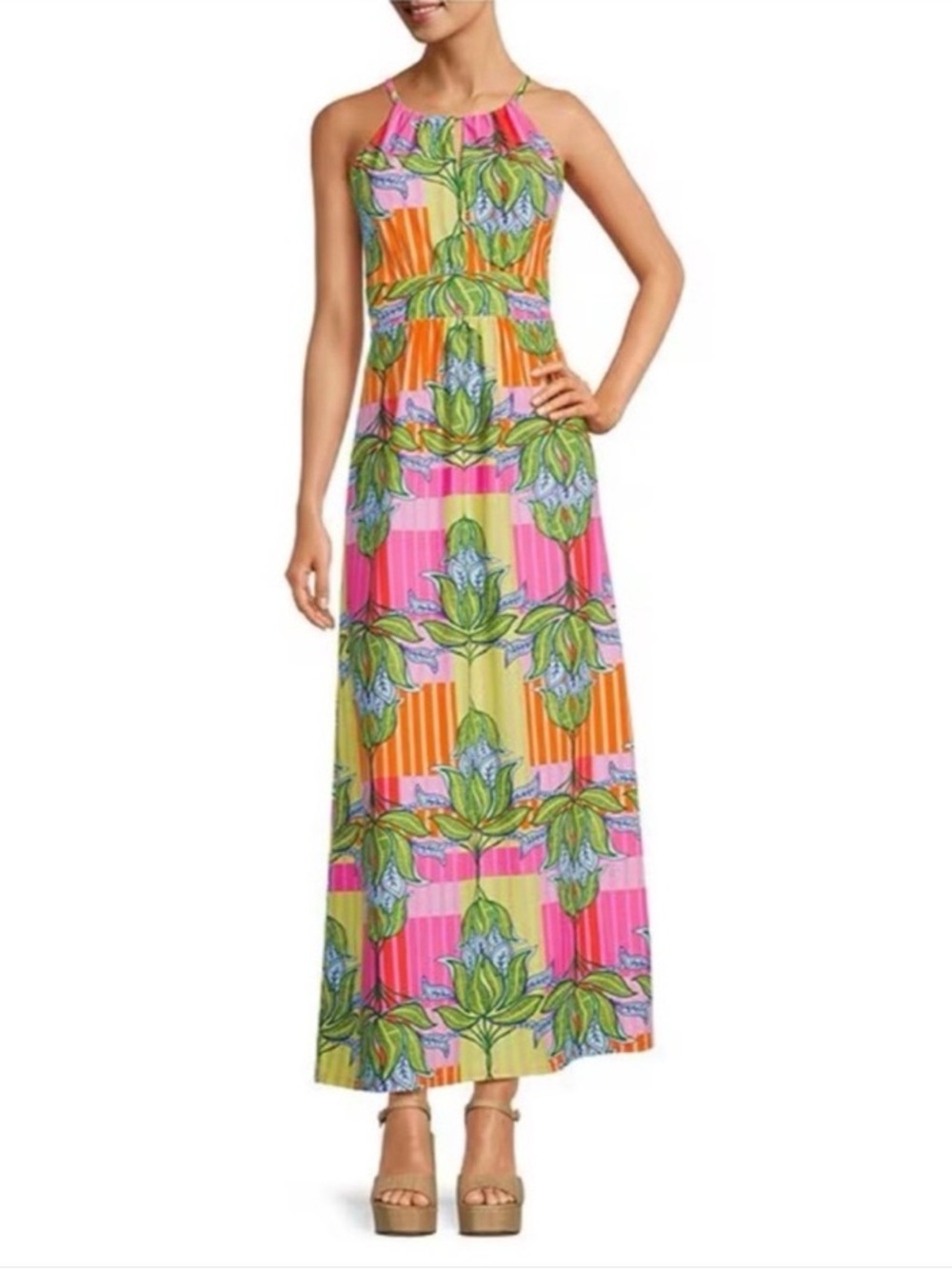 Jude Connally Mia Knit Halter Neck Sleeveless‎ Empire Waist Maxi A-Line Dress xs